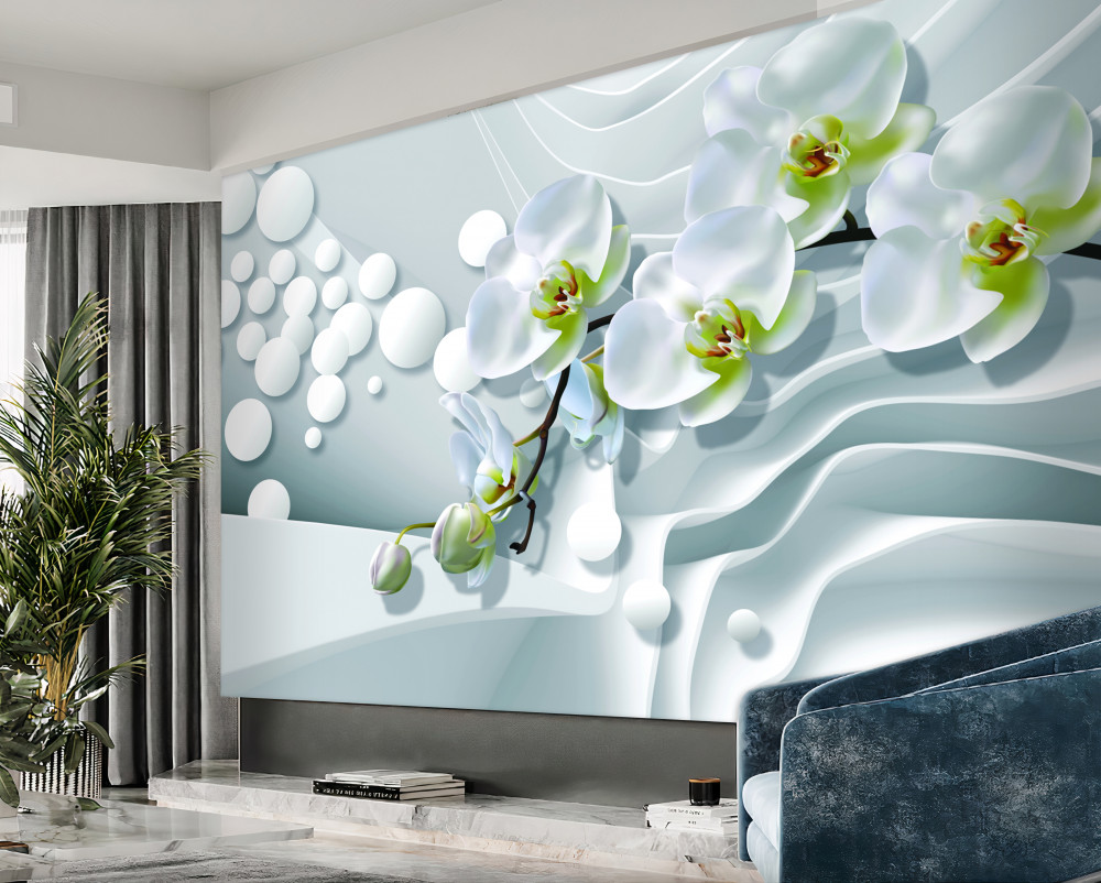 Fototapeta abstrakcyjna gałąź białej orchidei