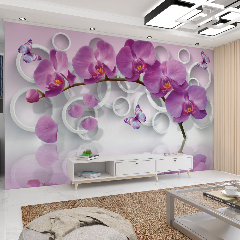 Fototapeta fioletowe orchidee na jasnym tle