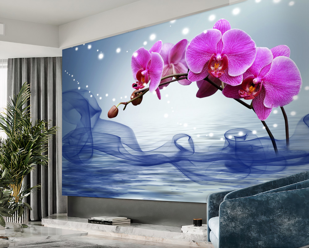 Fototapeta luksusowa liliowa ramka na orchideę