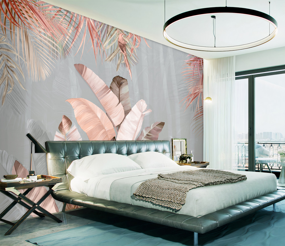 Fototapeta miękkie różowe liście tropikalne