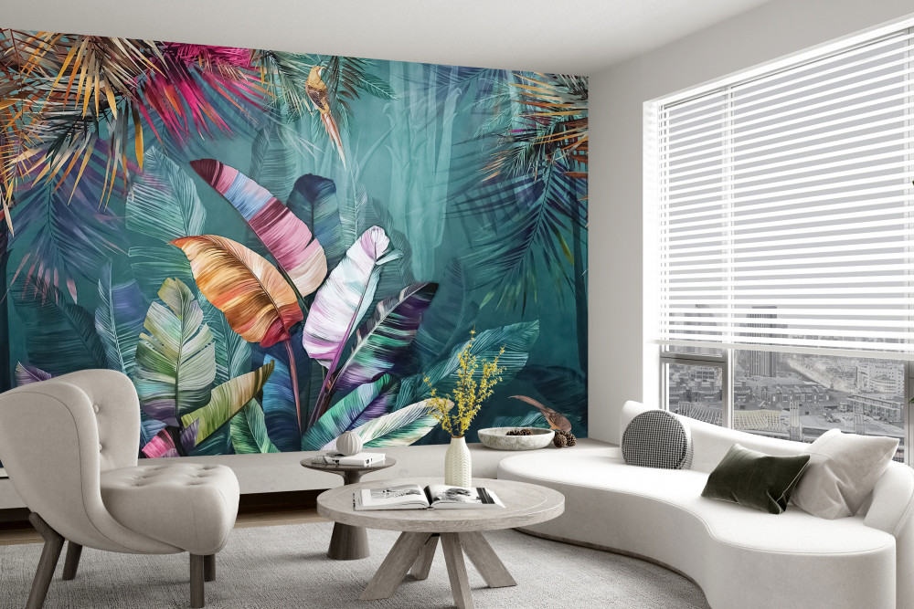 Fototapeta jasna kompozycja tropikalnych jesiennych liści