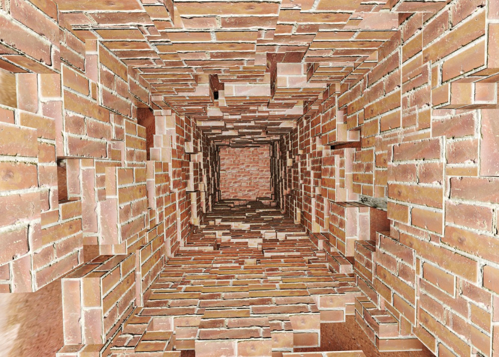 Fototapeta wąska ceglana studnia