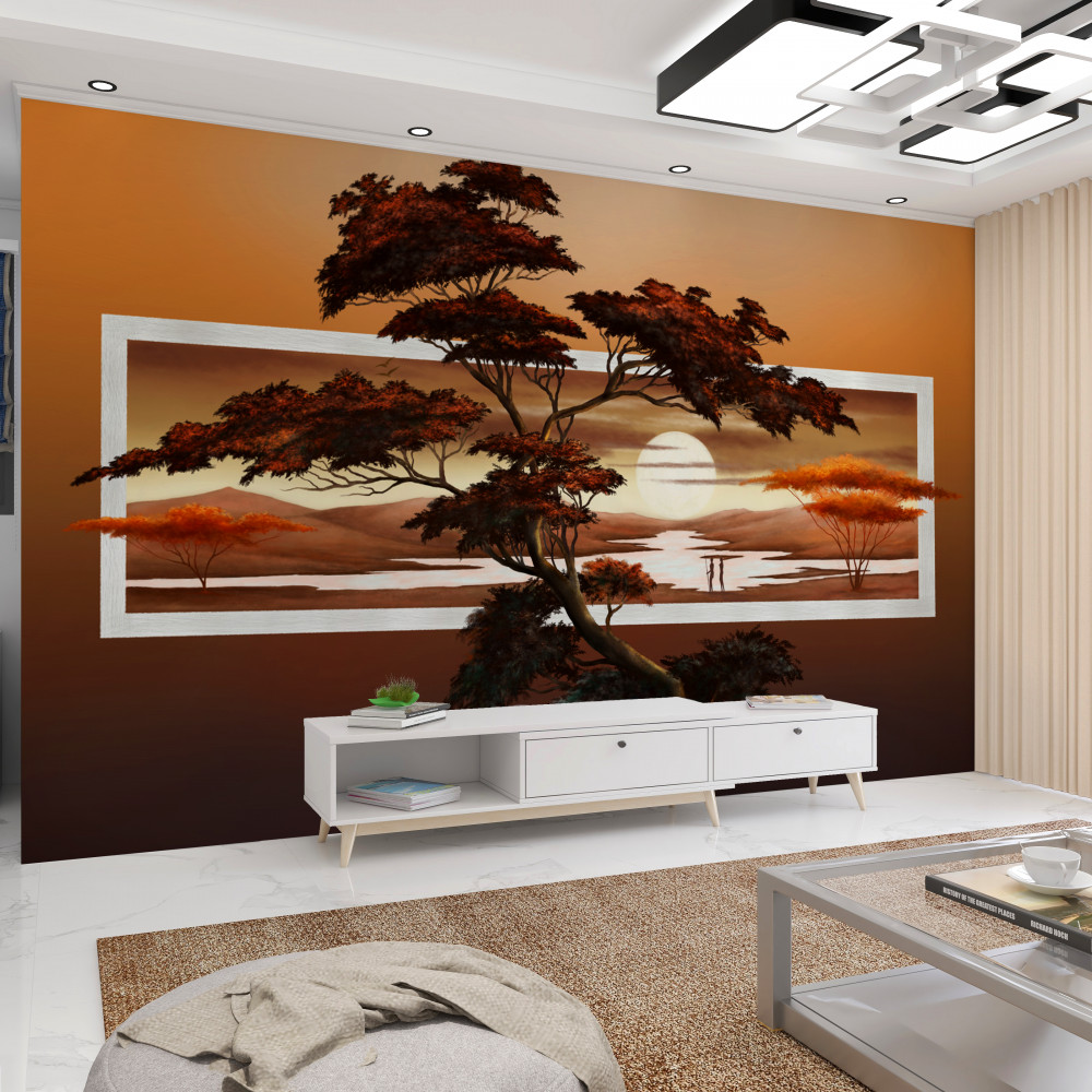 Fototapeta bonsai o zachodzie słońca