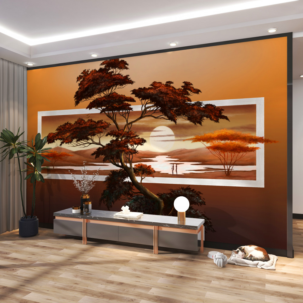 Fototapeta bonsai o zachodzie słońca