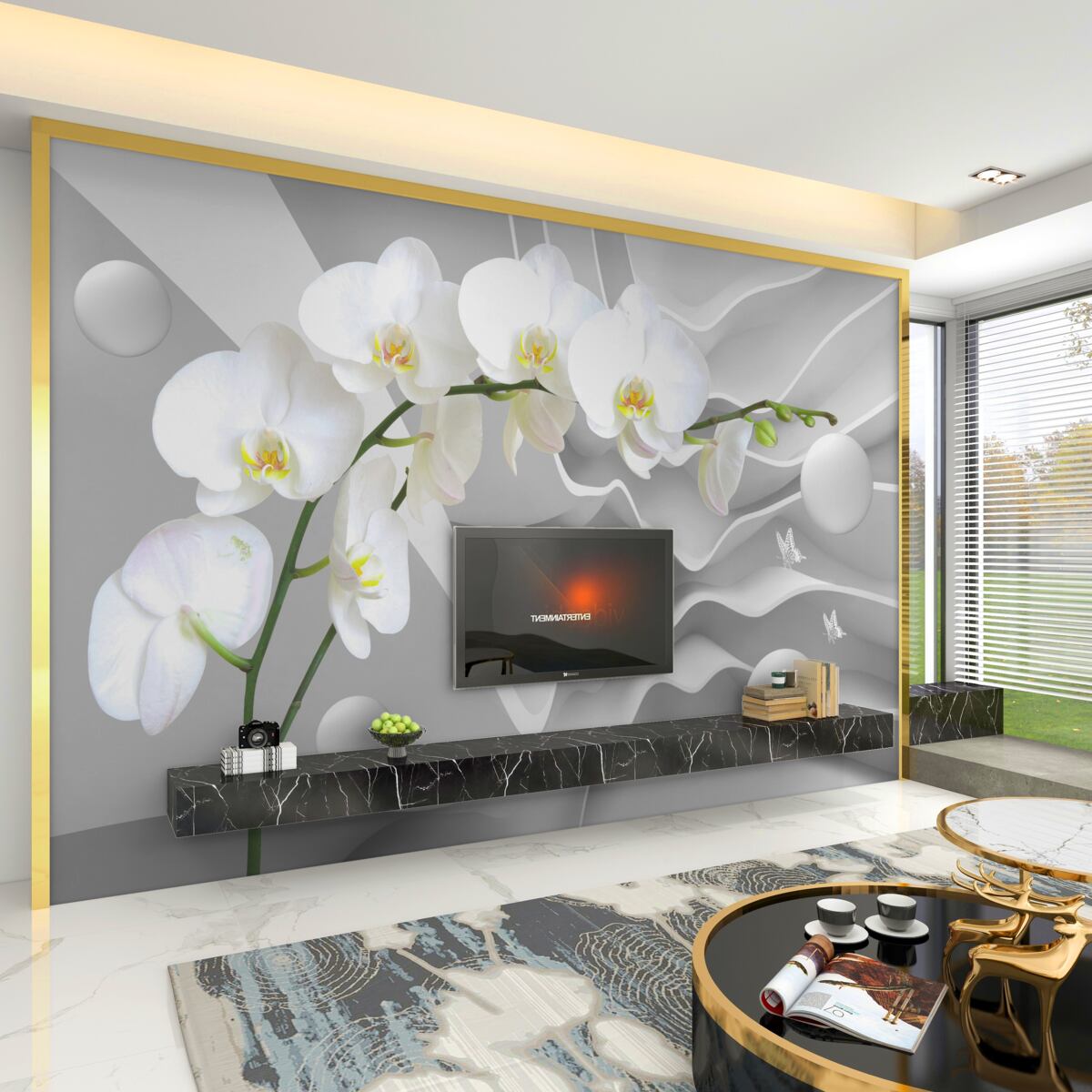 Fototapeta Rama z białej orchidei