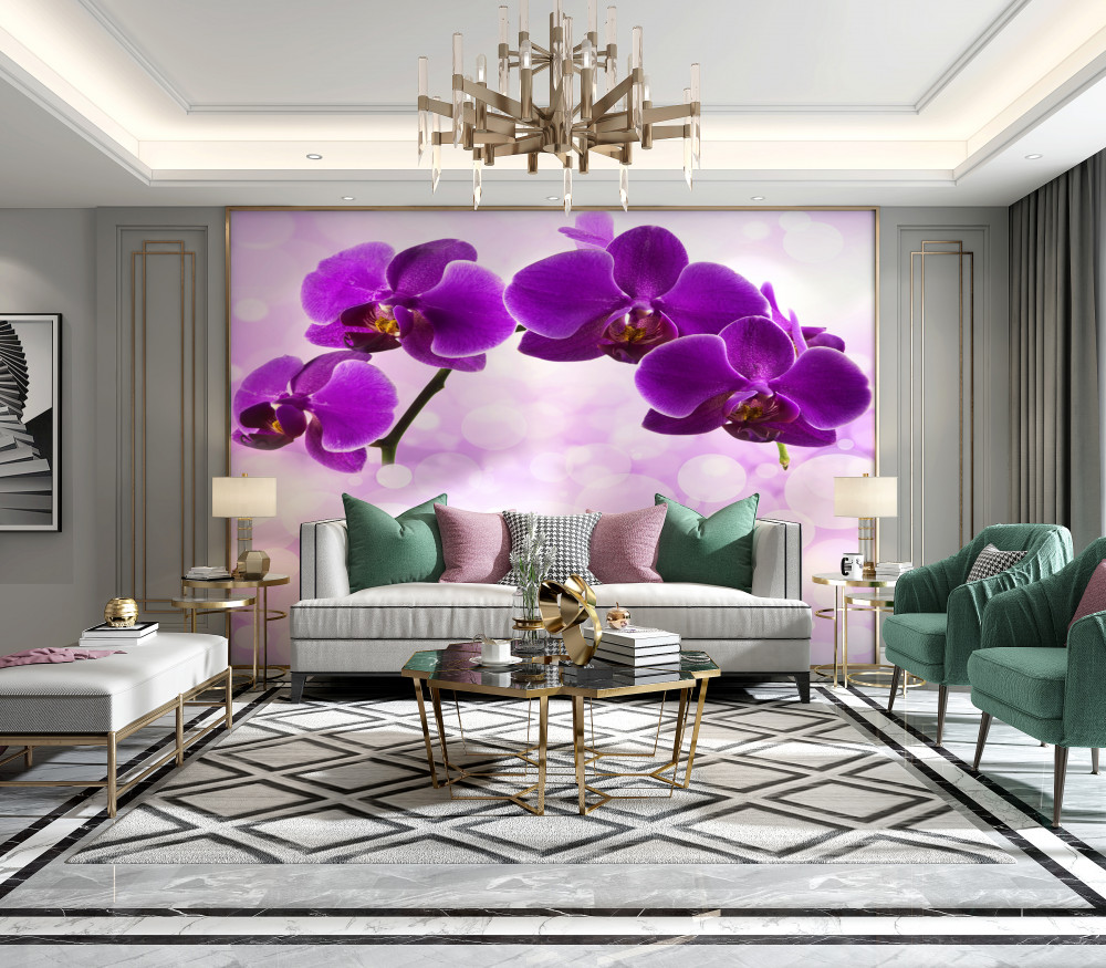 Fototapeta ciemnofioletowe kwiaty orchidei