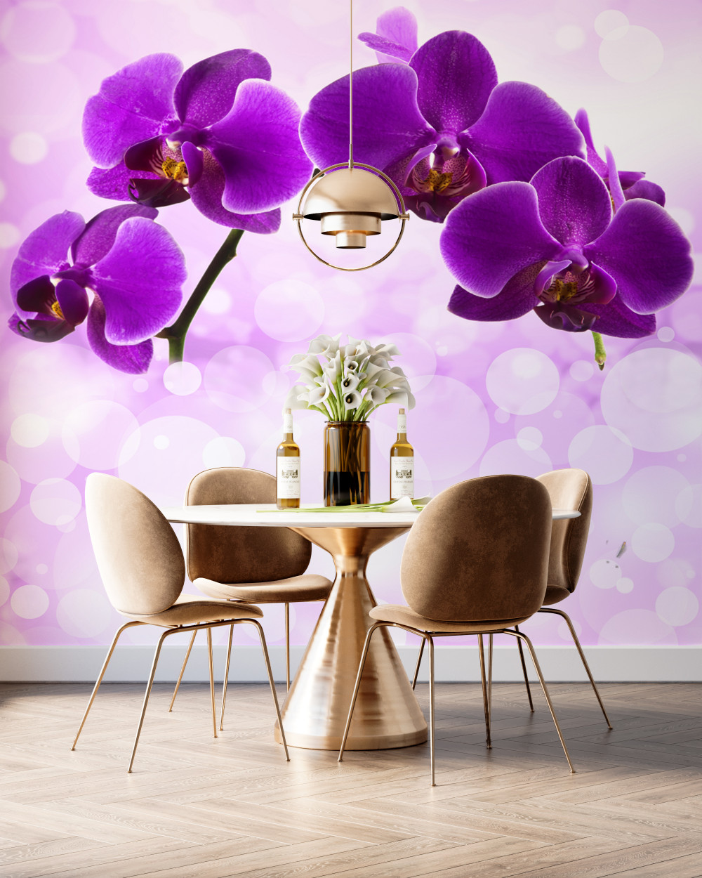 Fototapeta ciemnofioletowe kwiaty orchidei