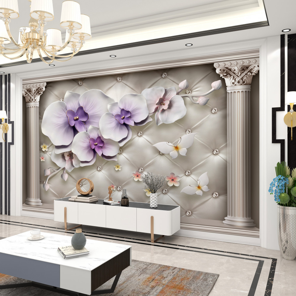 Fototapeta biała orchidea ze złotem i perłami