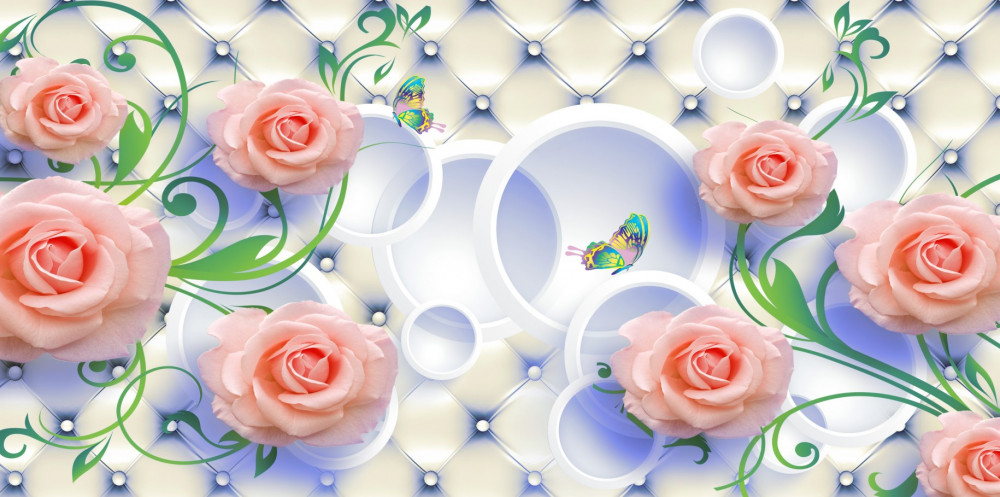 Fototapeta pąki róż herbacianych na gałęziach