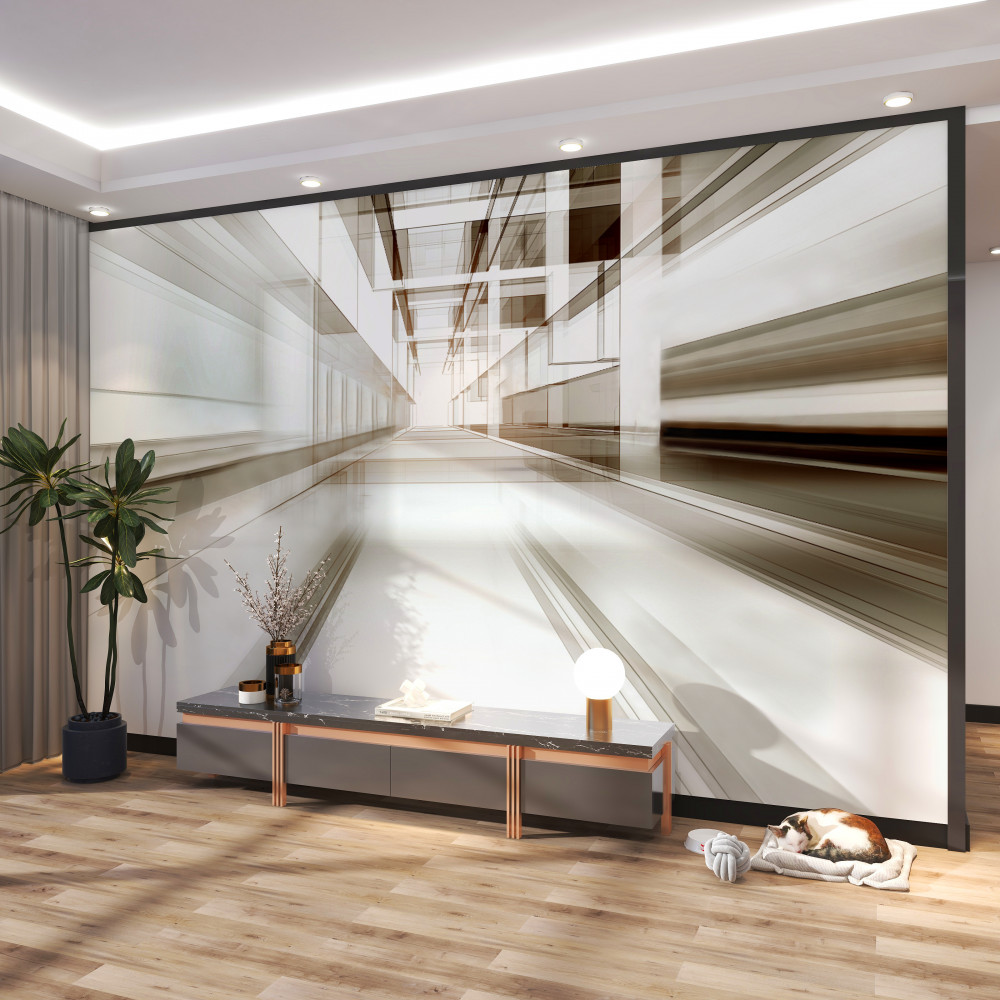Fototapeta jasnoszary tunel w perspektywie