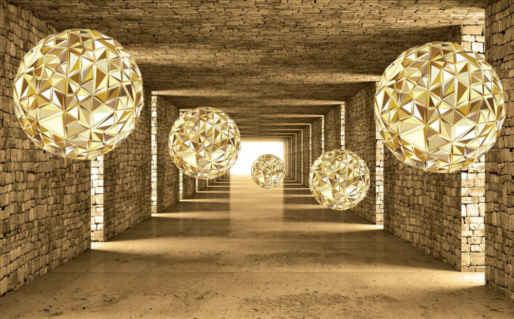 Fototapeta kule i tunel w abstrakcji złotych odcieni