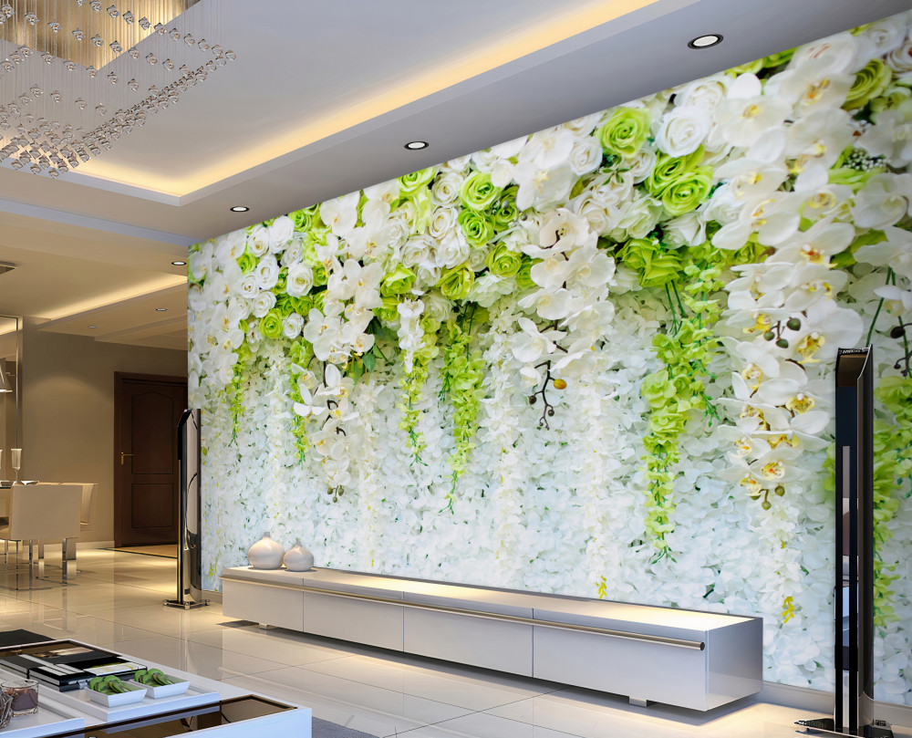 Fototapeta białe gałęzie orchidei i różne róże