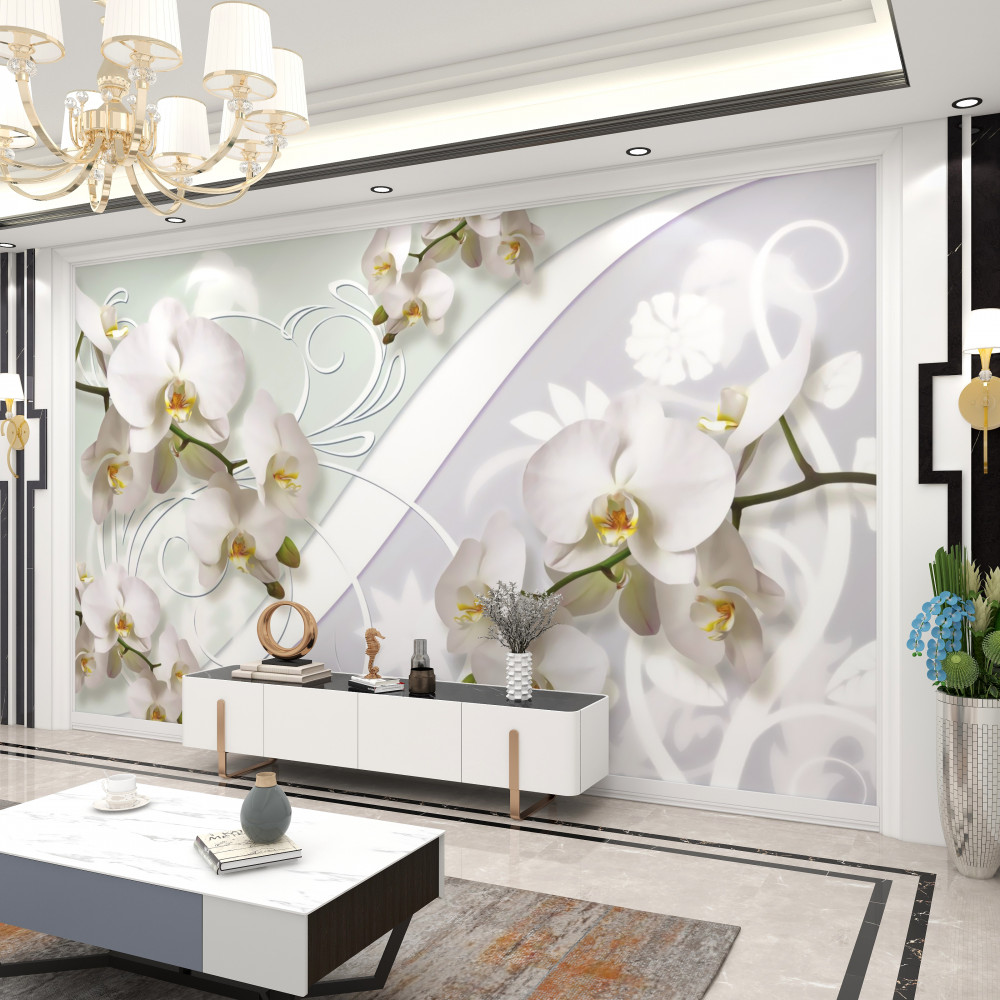 Fototapeta gałęzie białych orchidei na białym tle