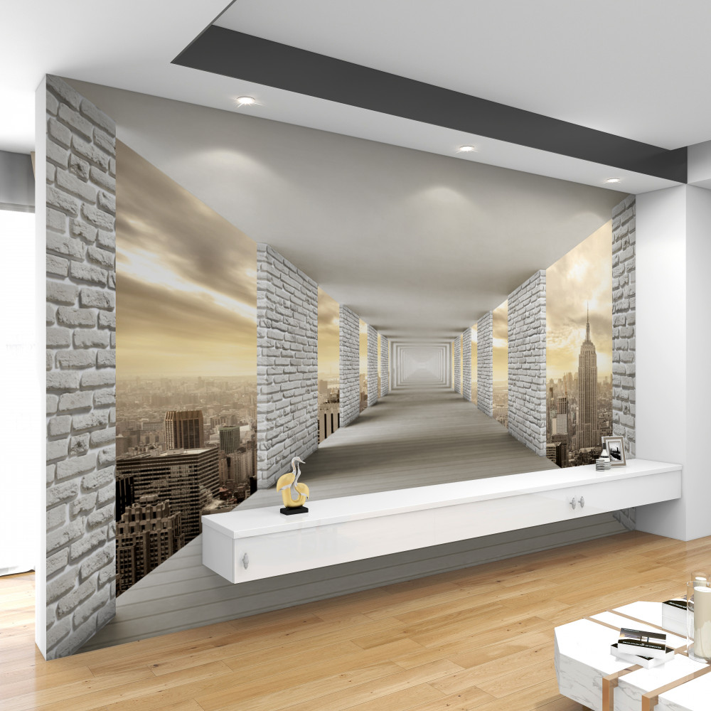 Fototapeta tunel bez końca nad miastem