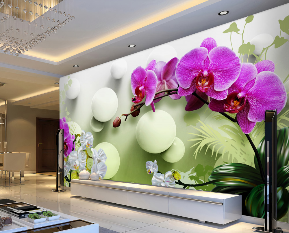 Fototapeta liliowe i białe orchidee