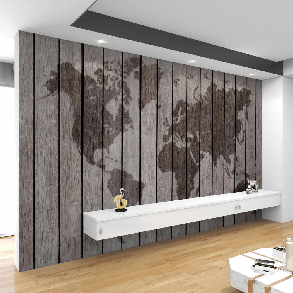 Fototapeta mapa świata na drewnianych klockach