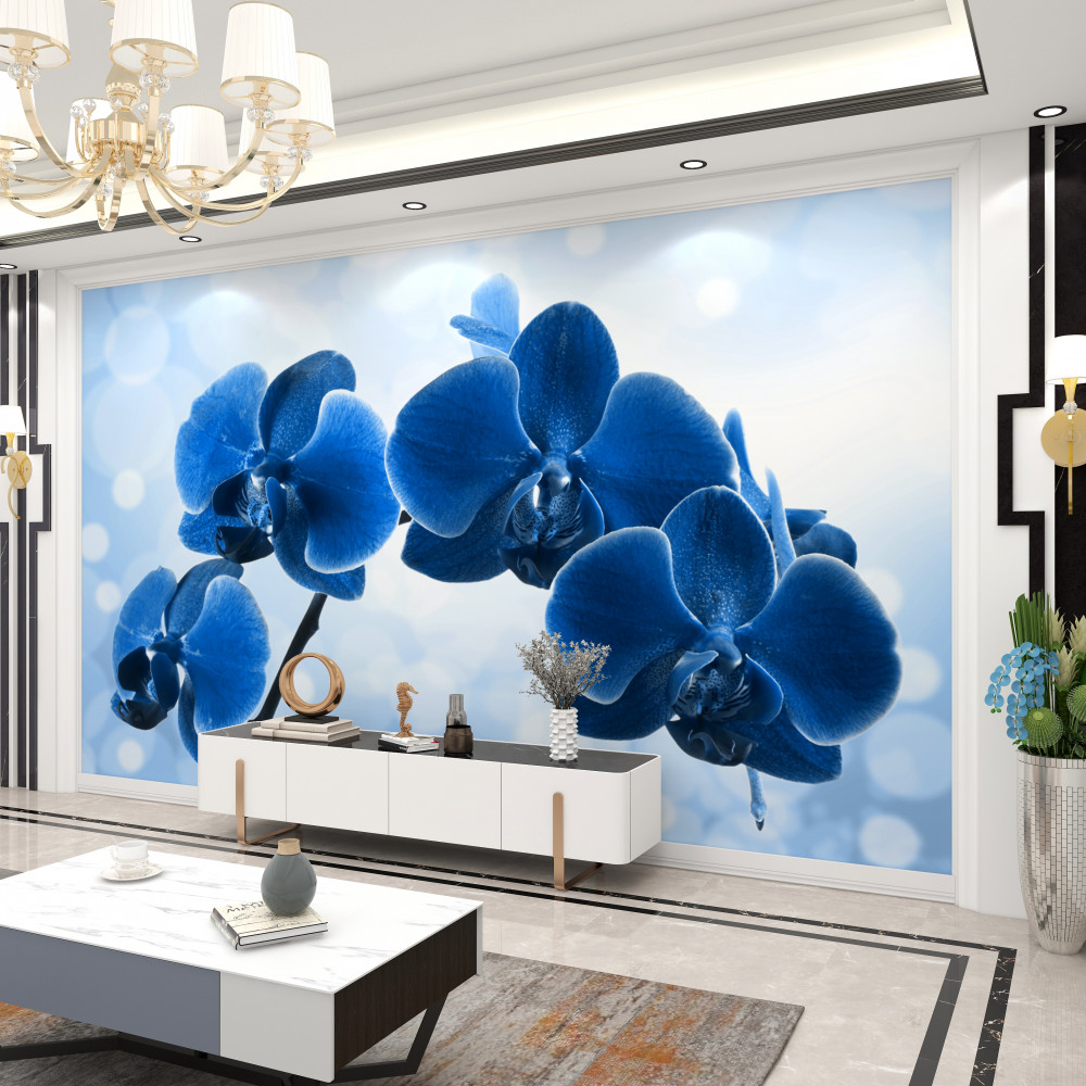 Fototapeta ciemnoniebieskie kwiaty orchidei