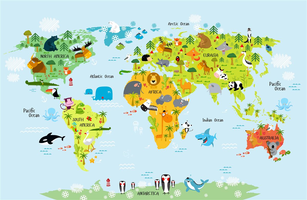 Fototapeta Kolorowa mapa świata