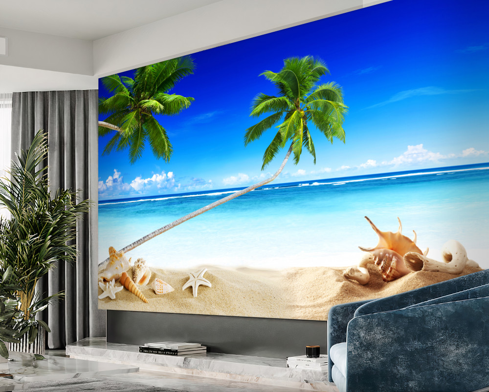 Fototapeta cicha tropikalna plaża i palmy