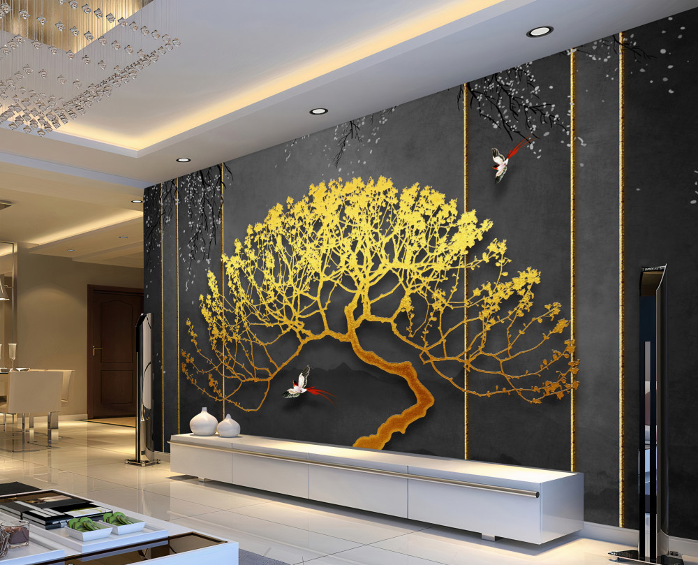Fototapeta złota sylwetka drzewa bonsai
