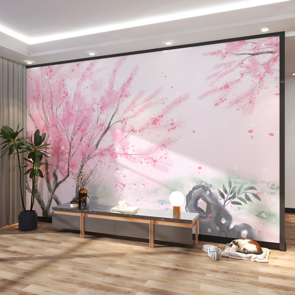 Fototapeta różowa sakura w pobliżu wody