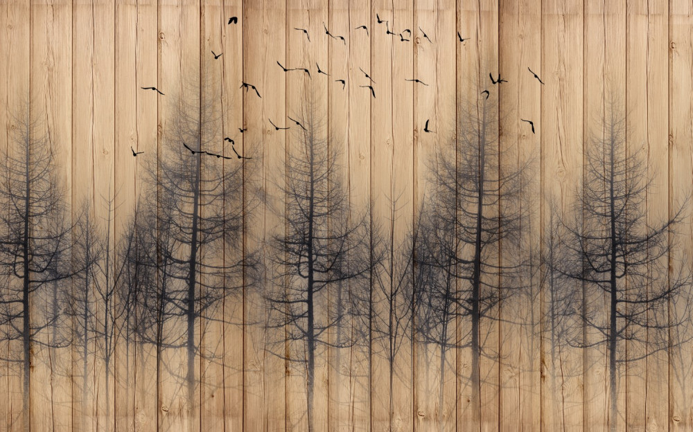 Fototapeta ptaki latają nad niebem ilustracja na parkiecie