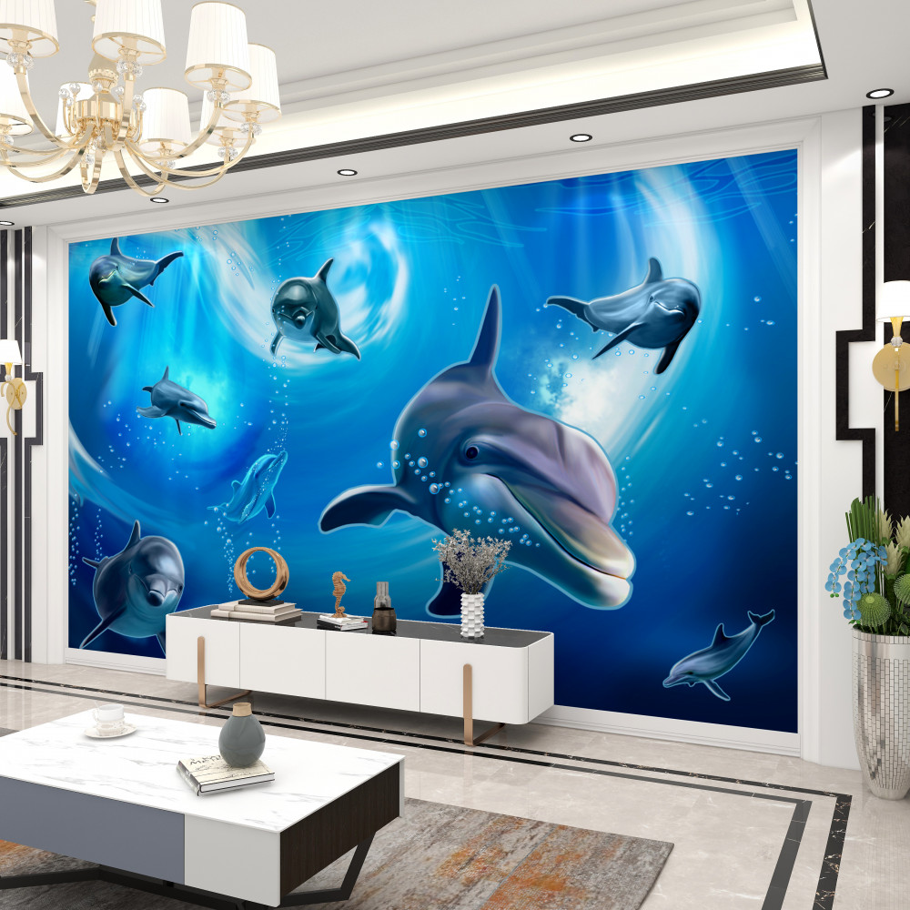 Fototapeta urocze delfiny w głębinach oceanu