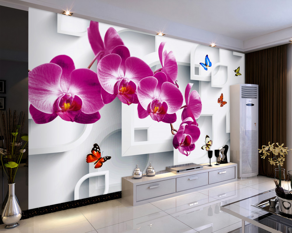 Fototapeta motyle na liliowej orchidei