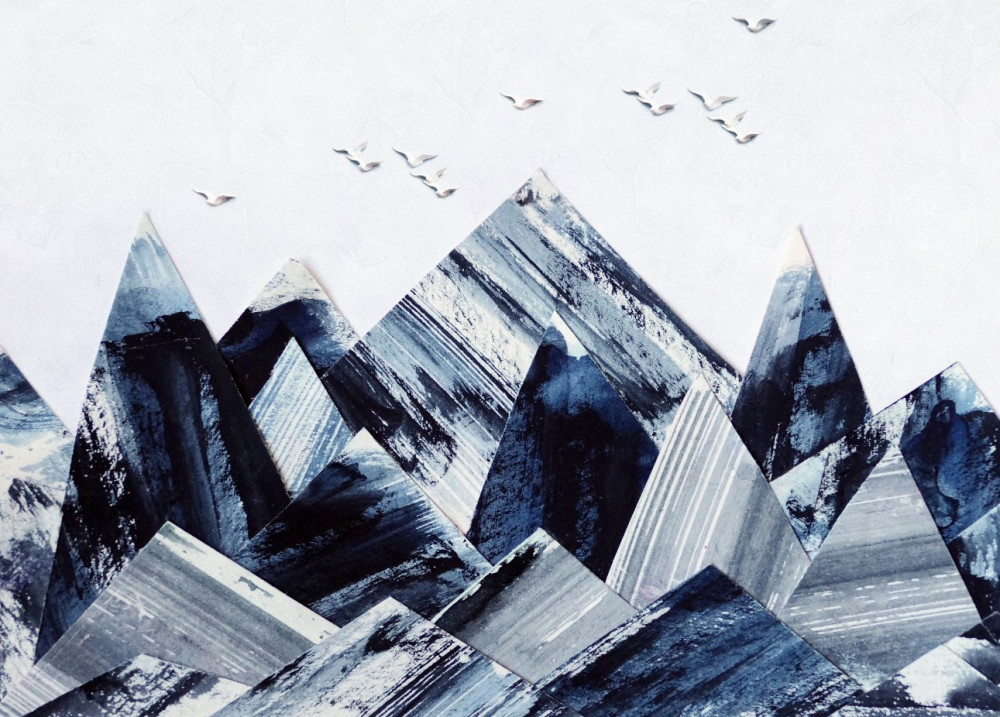 Fototapeta ptaki nad szczytem góry