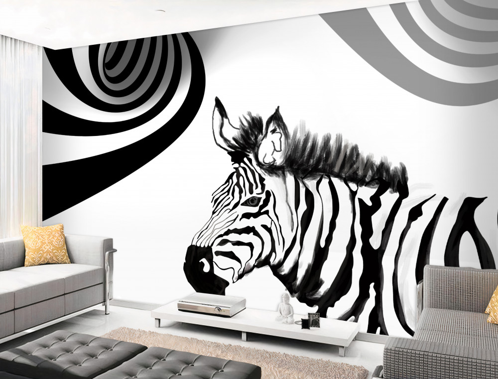 Fototapeta oczekująca zebra czarno-biała