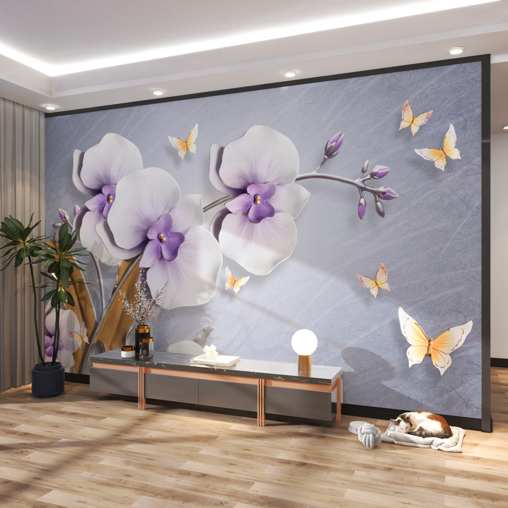 Fototapeta duże liliowe orchidee