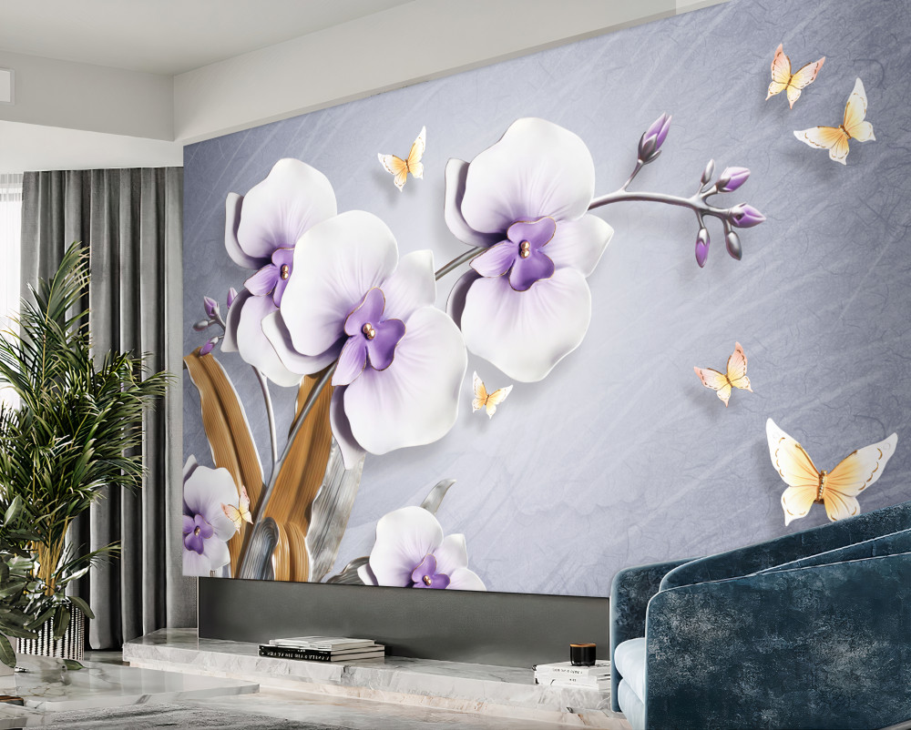 Fototapeta duże liliowe orchidee