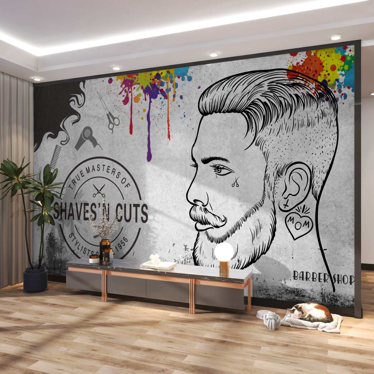 Fototapeta Reklama salonu fryzjerskiego na ścianie