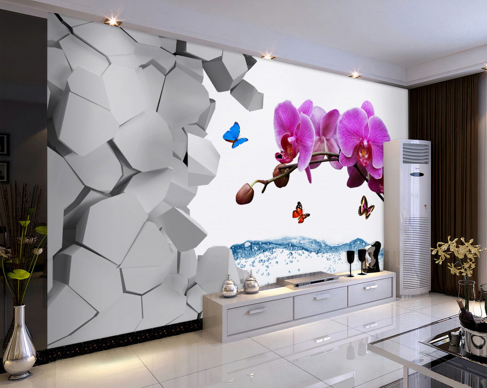 Fototapeta fioletowa gałąź orchidei i motyl