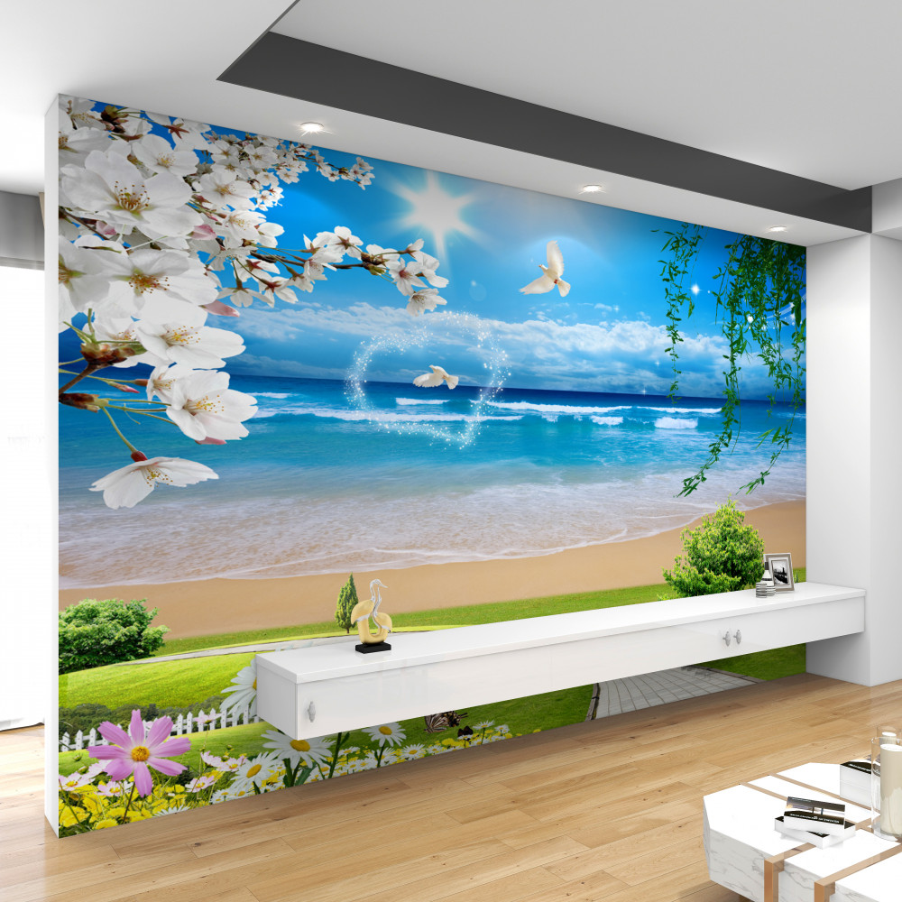 Fototapeta zielone łąki nad oceanem