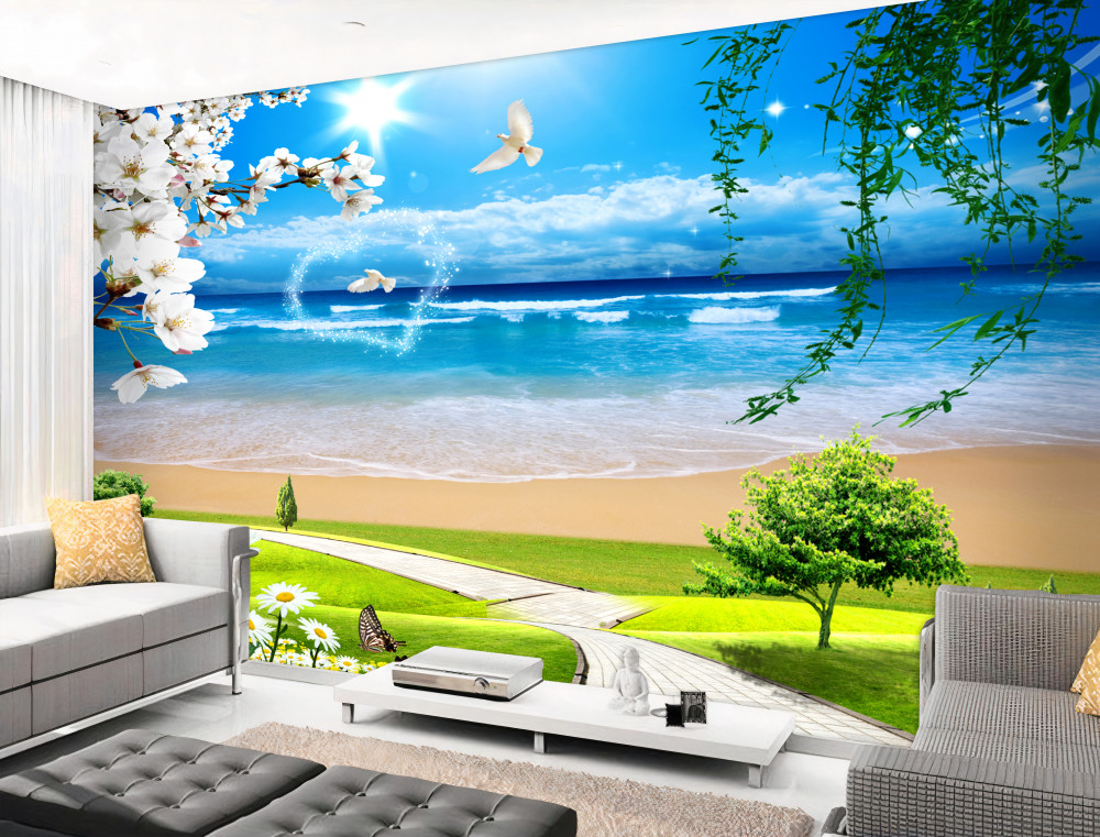 Fototapeta zielone łąki nad oceanem