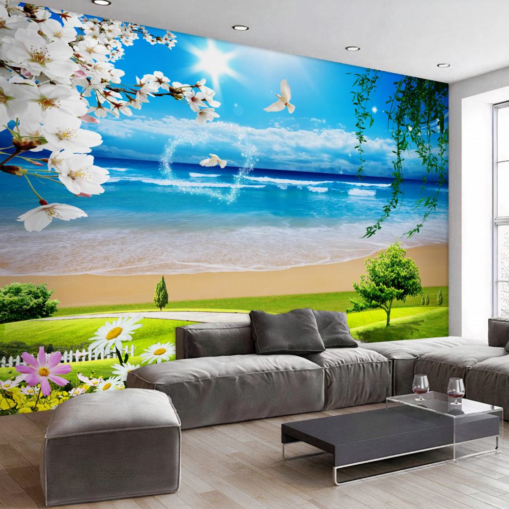 Fototapeta zielone łąki nad oceanem