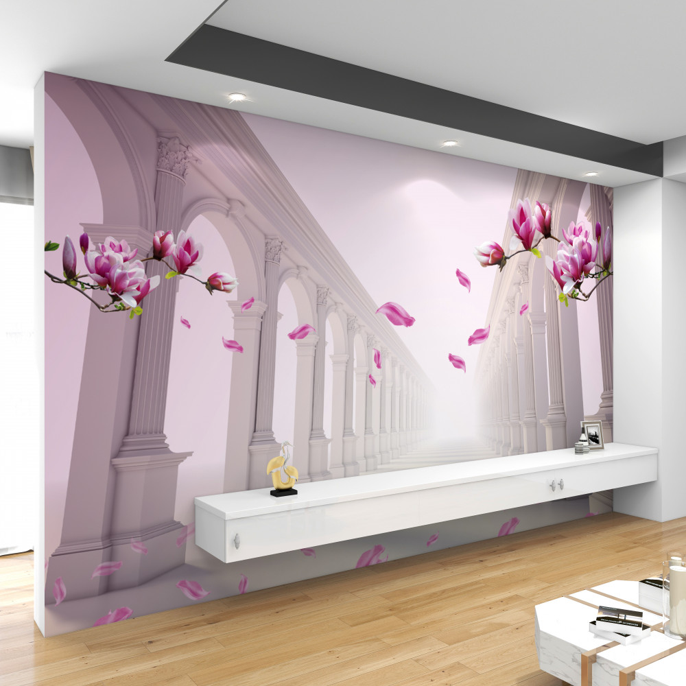 Fototapeta niekończący się tunel kwitnący w magnolii