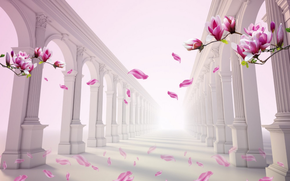 Fototapeta niekończący się tunel kwitnący w magnolii