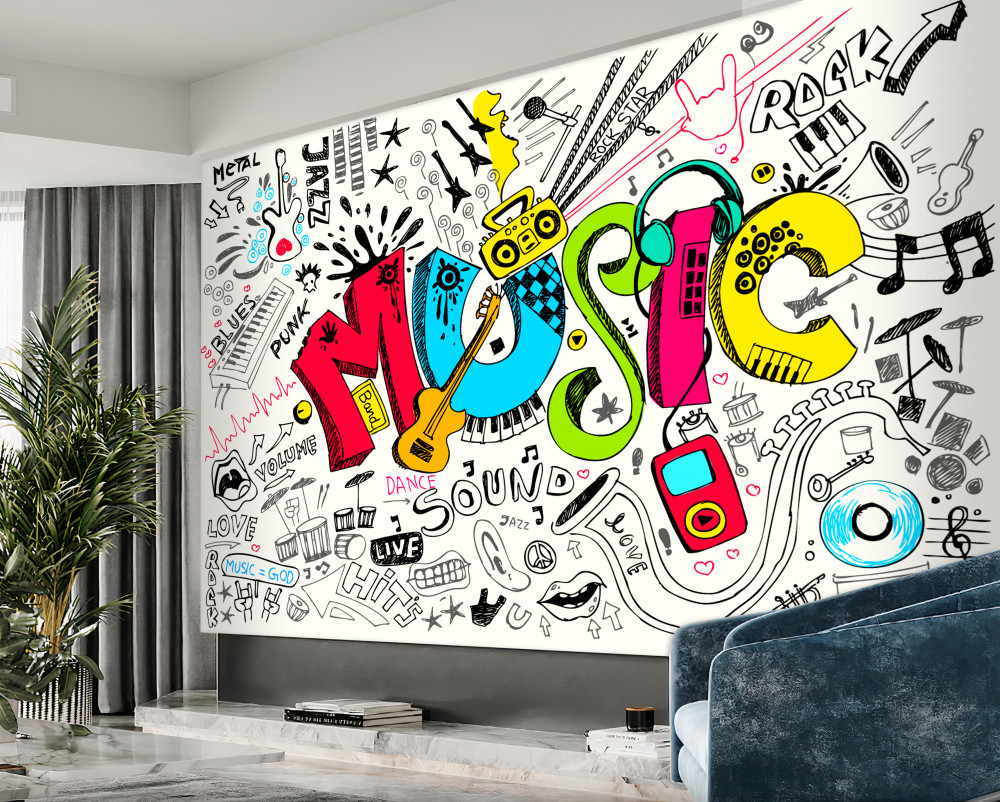 Fototapeta style muzyczne na graffiti