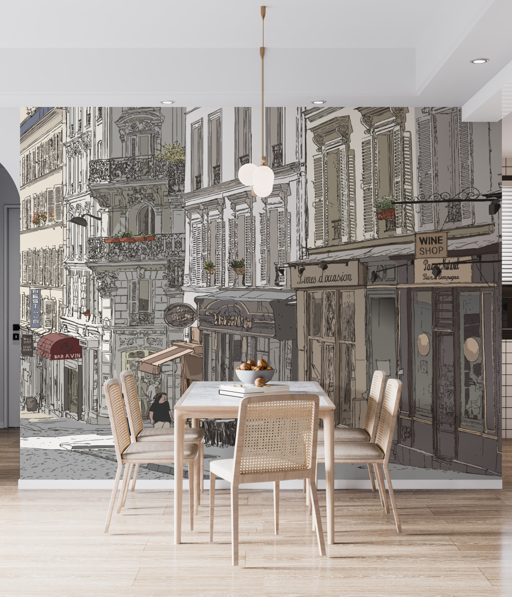 Fototapeta Ilustracja przedstawiająca ulicę Montmartre
