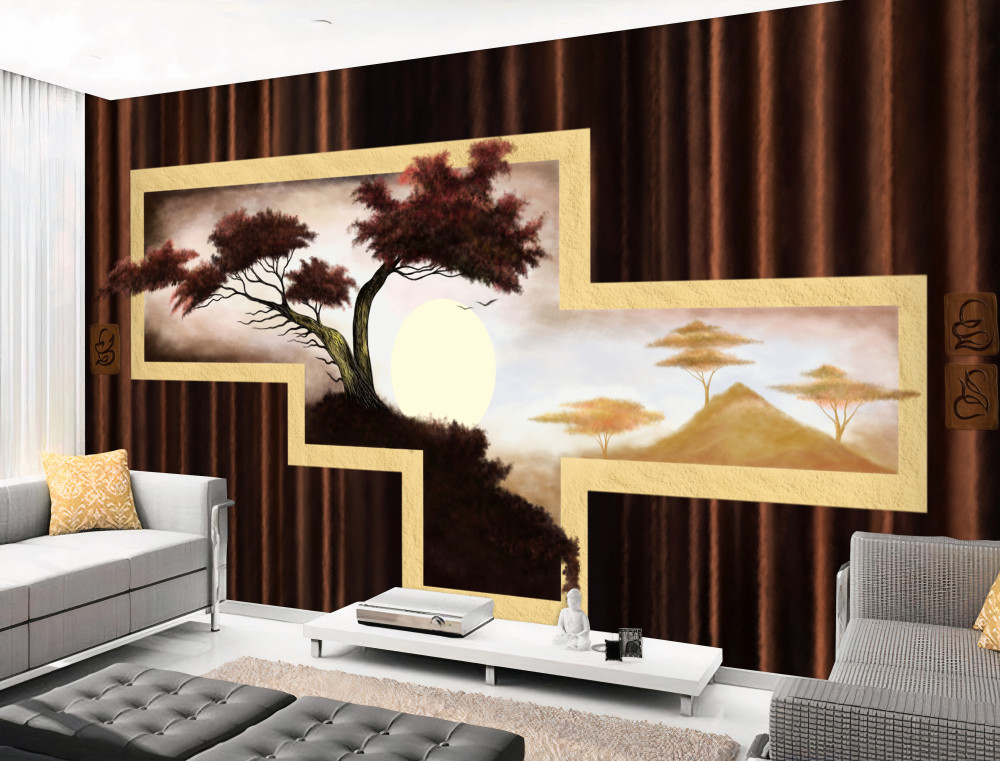 Fototapeta stare bonsai o wschodzie słońca