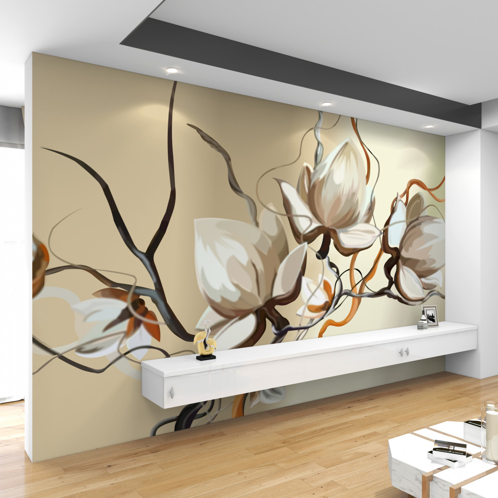 Fototapeta kwitnące białe gałęzie magnolii