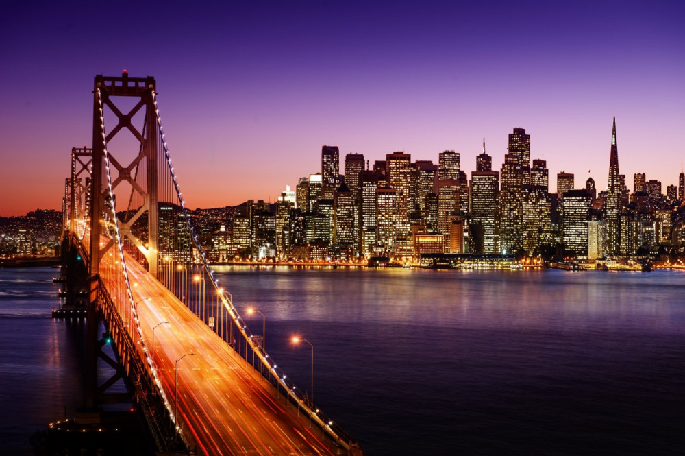 Fototapeta Most San Francisco w nocnych światłach
