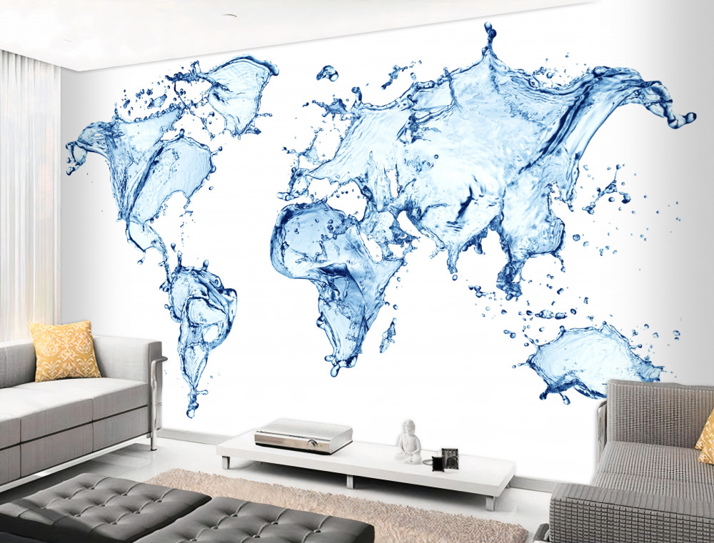 Fototapeta mapa świata wykonana z wody