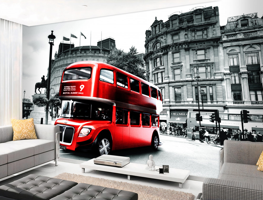Fototapeta Londyński autobus na ulicy miejskiej