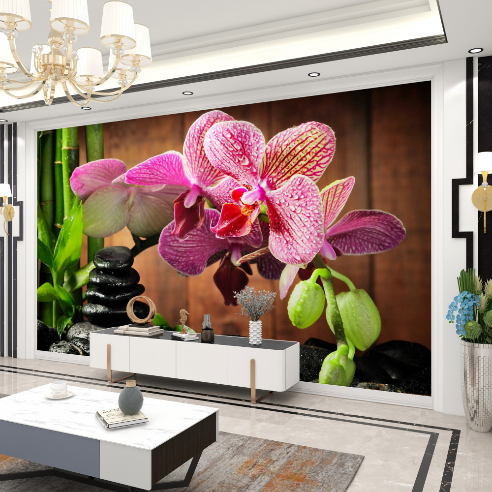 Fototapeta fioletowe orchidee w kamieniach