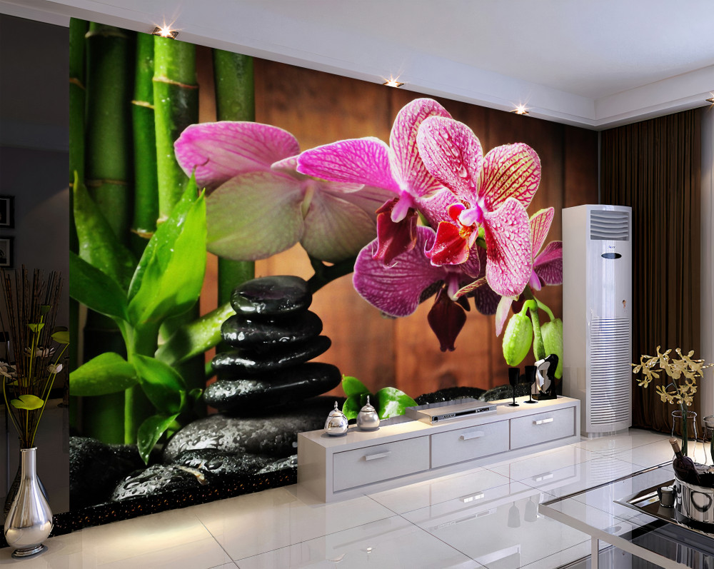 Fototapeta fioletowe orchidee w kamieniach