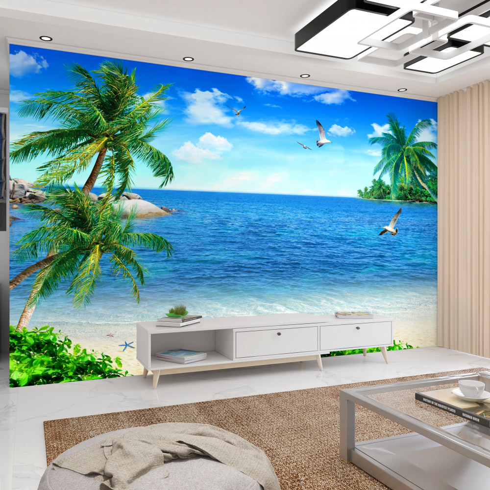 Fototapeta tropikalna plaża z palmami