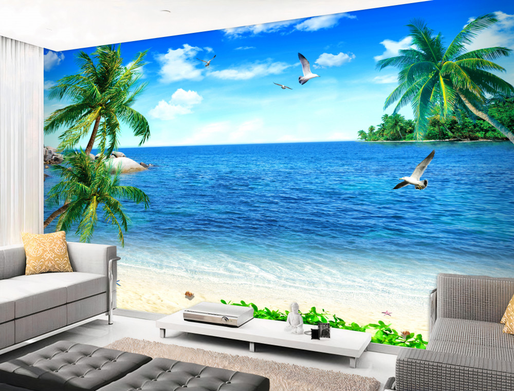 Fototapeta tropikalna plaża z palmami